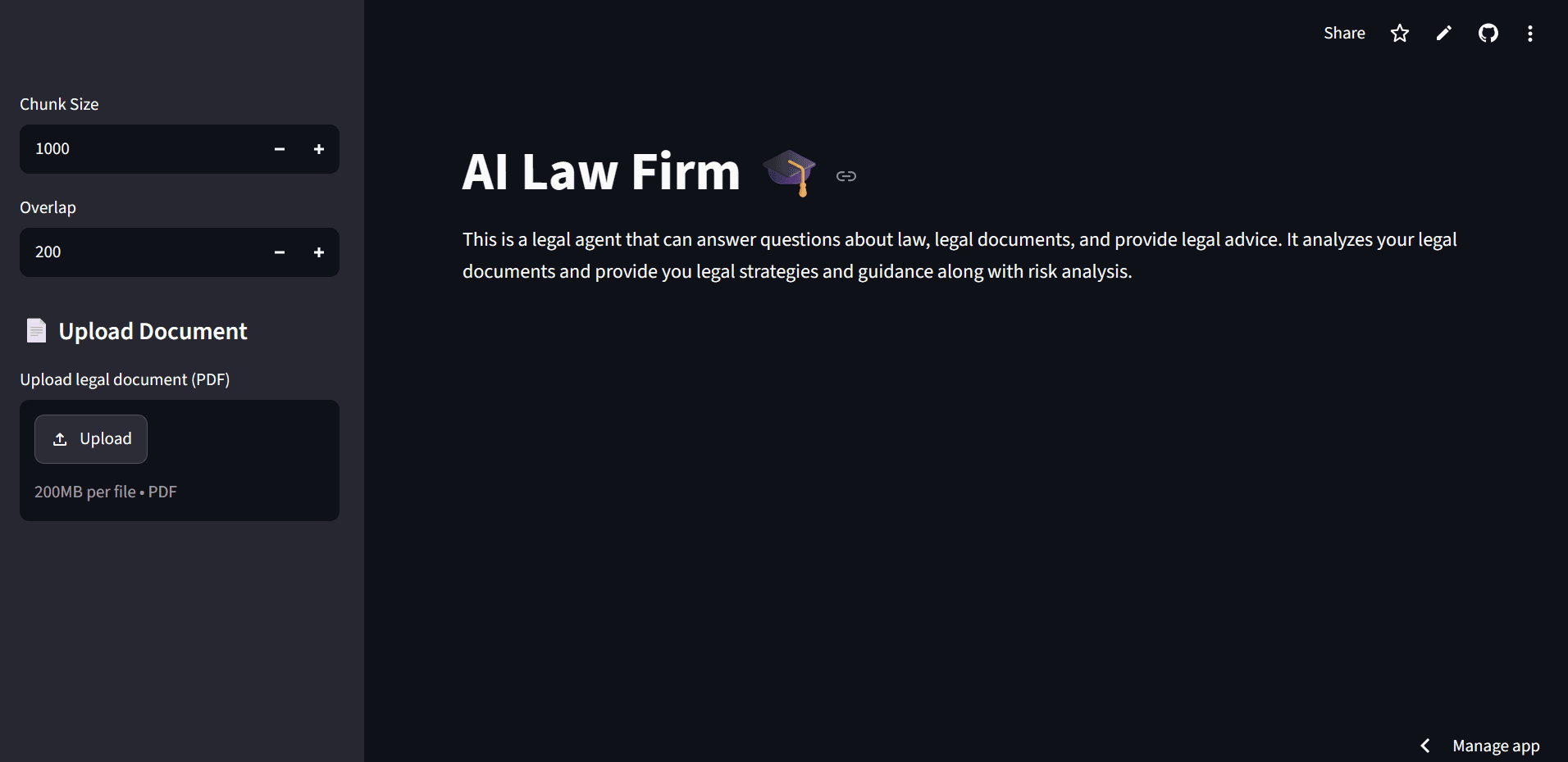 Preview card for the AI Legal Agent