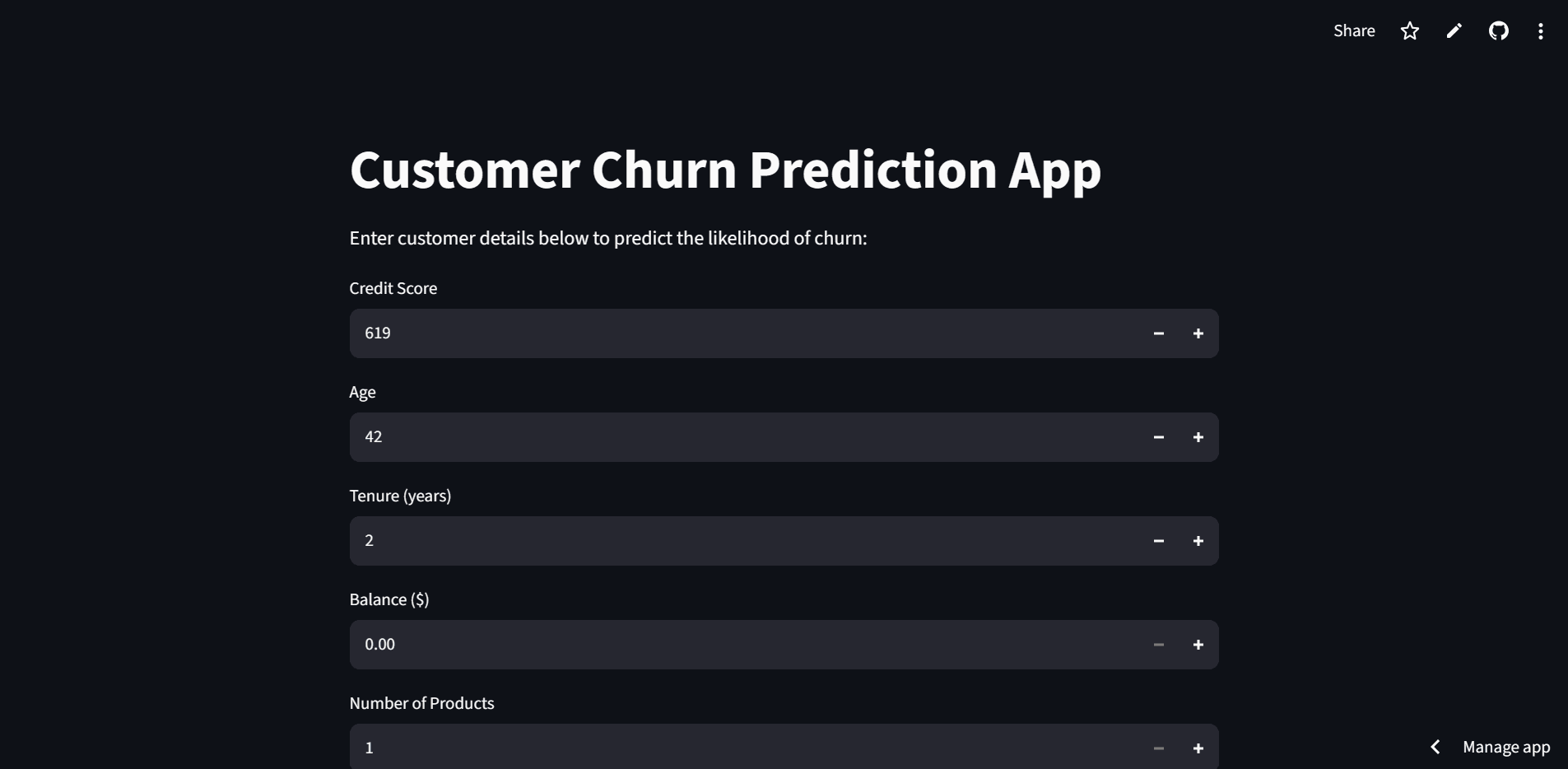 Preview card for the Customer Churn Prediction App
